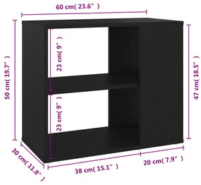 Móvel lateral 60x30x50 cm derivados de madeira preto