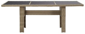 9 pcs conjunto de jantar para jardim vime PE castanho