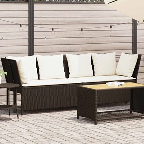 vidaXL Sofá de jardim com almofadões vime PE castanho