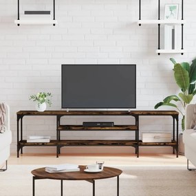 vidaXL Móvel de TV 161x35x45cm derivados madeira/ferro carvalho fumado
