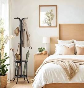 Cabide com porta-guarda-chuvas, 12 ganchos 40 x 40 x 175 cm preto