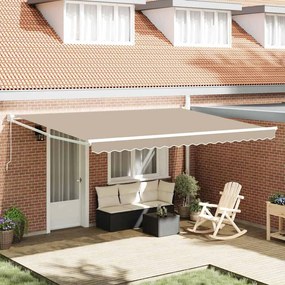 Toldo Retrátil Manual vidaXL Bege 450x300 cm