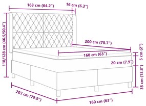 Cama Box com Colchão vidaXL Preto 160x200 cm Veludo