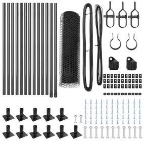 Conjunto de Cercas Conjunto de 2 Cinza Metal 25 x 0.5 m Durável