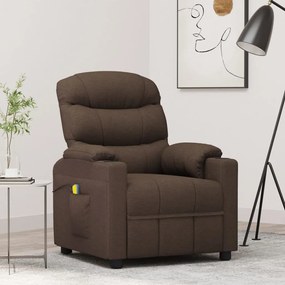 vidaXL Poltrona de massagens tecido castanho-escuro