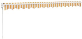 Toldo retrátil 4x3 m tecido e alumínio amarelo e branco