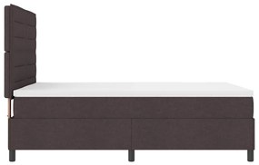 Cama Box com Colchão e LED - Castanho Escuro, 140 x 200 cm, Tecido