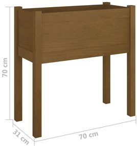 Vaso/floreira de jardim 70x31x70 cm pinho maciço castanho-mel