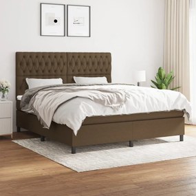 vidaXL Cama com molas/colchão 180x200 cm tecido castanho-escuro
