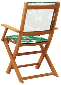 Cadeiras de jardim 2 pcs acácia maciça/tecido padrão de folhas
