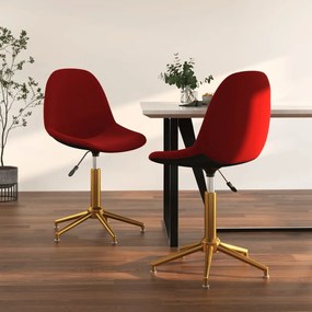 vidaXL Cadeiras de jantar giratórias 2 pcs veludo vermelho tinto