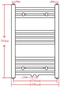 Aquecedor toalhas casa de banho liso 500 x 764 mm cinza