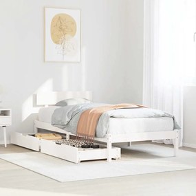 Cama sem colchão 90x200 cm madeira de pinho maciça branco
