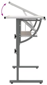 Secretária 110x53x(58-87) cm derivados madeira/aço branco/cinza