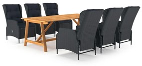 vidaXL 7 pcs conjunto de jantar para jardim cinzento-escuro