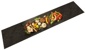 vidaXL Tapete de cozinha lavável 60x300 cm veludo padrão especiarias