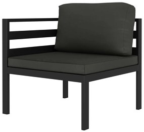 6 pcs conjunto lounge jardim com almofadões alumínio antracite