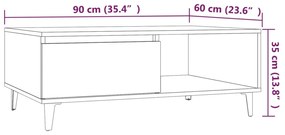 Mesa de centro 90x60x35 cm derivados de madeira cinzento sonoma