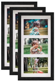 vidaXL Molduras 3D 3 pcs 18x35 cm para foto de 3x(10x15 cm) preto