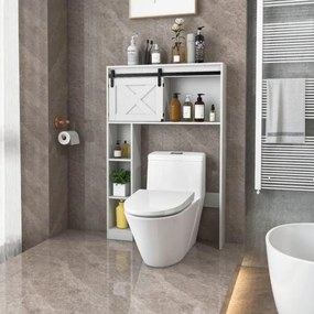 Armario de casa de banho para sanita com prateleiras nas portas 84 x 17 x 128 cm Branco