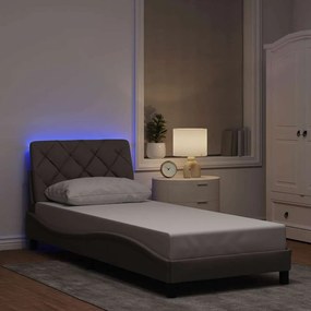 vidaXL Estrutura de cama com LED sem colchão 90x190 cm tecido