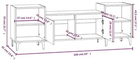 Móvel de TV 160x35x55 cm derivados de madeira branco brilhante