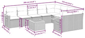 10 pcs conjunto sofás de jardim c/ almofadões vime PE preto