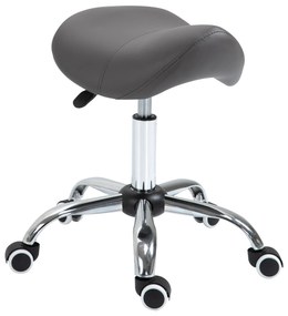 HOMCOM Banco de Massagem com Sela Ergonômica Giratória 360° Altura Ajustável Revestimento Sintético Cinza Cromado | Aosom Portugal