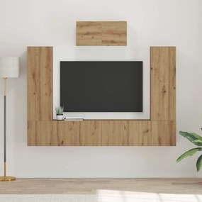 Conjunto de móvel de TV com prateleira 7 pcs carvalho artisiano