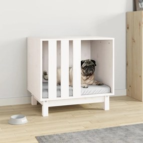 vidaXL Casota para cães 60x45x57 cm madeira de pinho maciça branco