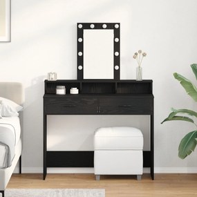 mesa de maquilhagem vidaXL com luzes LED em Carvalho Preto 100x41x140
