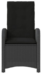Cadeiras de jardim reclináveis c/ almofadões 2pcs vime PE preto