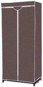 Guarda Roupa de tecido dobrável com fecho de correr Organizador de roupa têxtil com varão para pendurar 74 x 50 x 172 cm Castanho