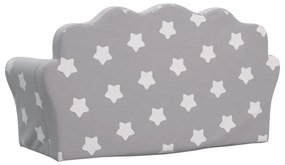 Sofá-cama infantil 2 lugares c/ estrelas pelúcia cinzento-claro