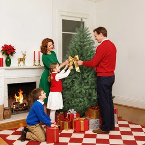 Árvore de Natal Artificial 180 cm com 1687 Ramos e Base Metálica Dobrável, Realista e Frondosa, Verde