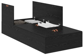 Estrutura de Cama com Armazenamento vidaXL Carvalho Preto 100x200 cm