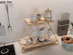 Prateleira Masa Servis Rafı – Dourado e Castanho – 38x16x42 cm | Tribo