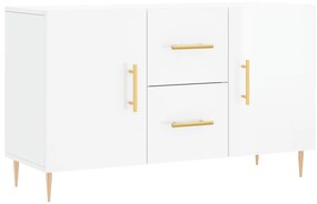 Aparador Daisy de 100cm - Branco Brilhante/Dourado - Design Moderno