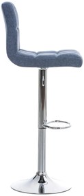 Conjunto de 2 bancos de bar Peru em tecido e com estrutura cromada 46 x 94-114 x 47 cm Azul