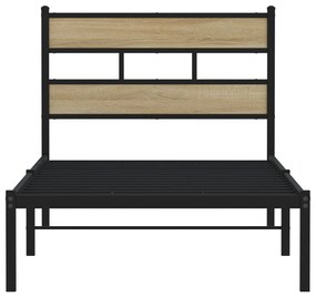 Estrutura de cama sem colchão 107x203 cm metal carvalho sonoma