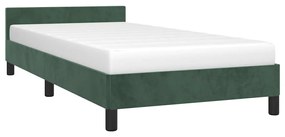 Estrutura de cama sem colchão 90x190 cm veludo verde-escuro