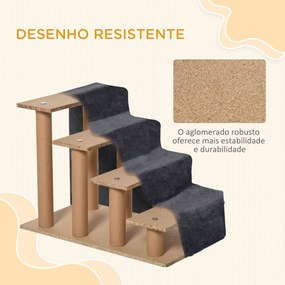 PawHut Escada para Animais de Estimação com 4 Degraus 2 em 1 com Capa