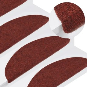 vidaXL Tapetes de escada adesivos 15 pcs 56x17x3 cm vermelho