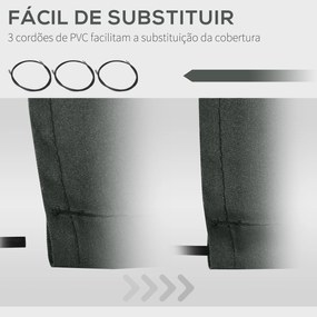 Teto de Substituição para Toldo 382x240 cm Lona para Toldo com Dobras Proteção UV Impermeável para Pátio Cinzento