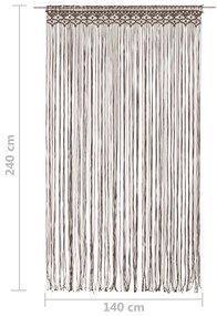 Cortina em macramé 140x240 cm algodão cinzento-acastanhado