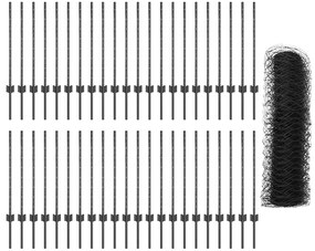 Postes para Cerca vidaXL 11 pcs U-Channel Cinza 80 cm Aço