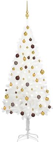 Árvore Natal artificial pré-iluminada c/ bolas 180 cm branco