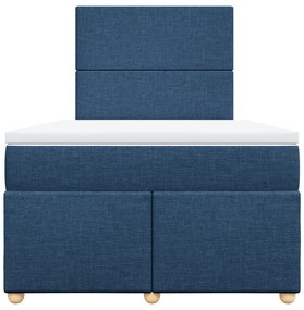 Cama boxspring com colchão 120x190 cm tecido azul