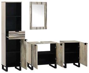 Conjunto de Móveis para Banheiro 4 pcs Castanho nozes