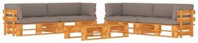 6 pcs conjunto lounge paletes pinho impregnado castanho mel
